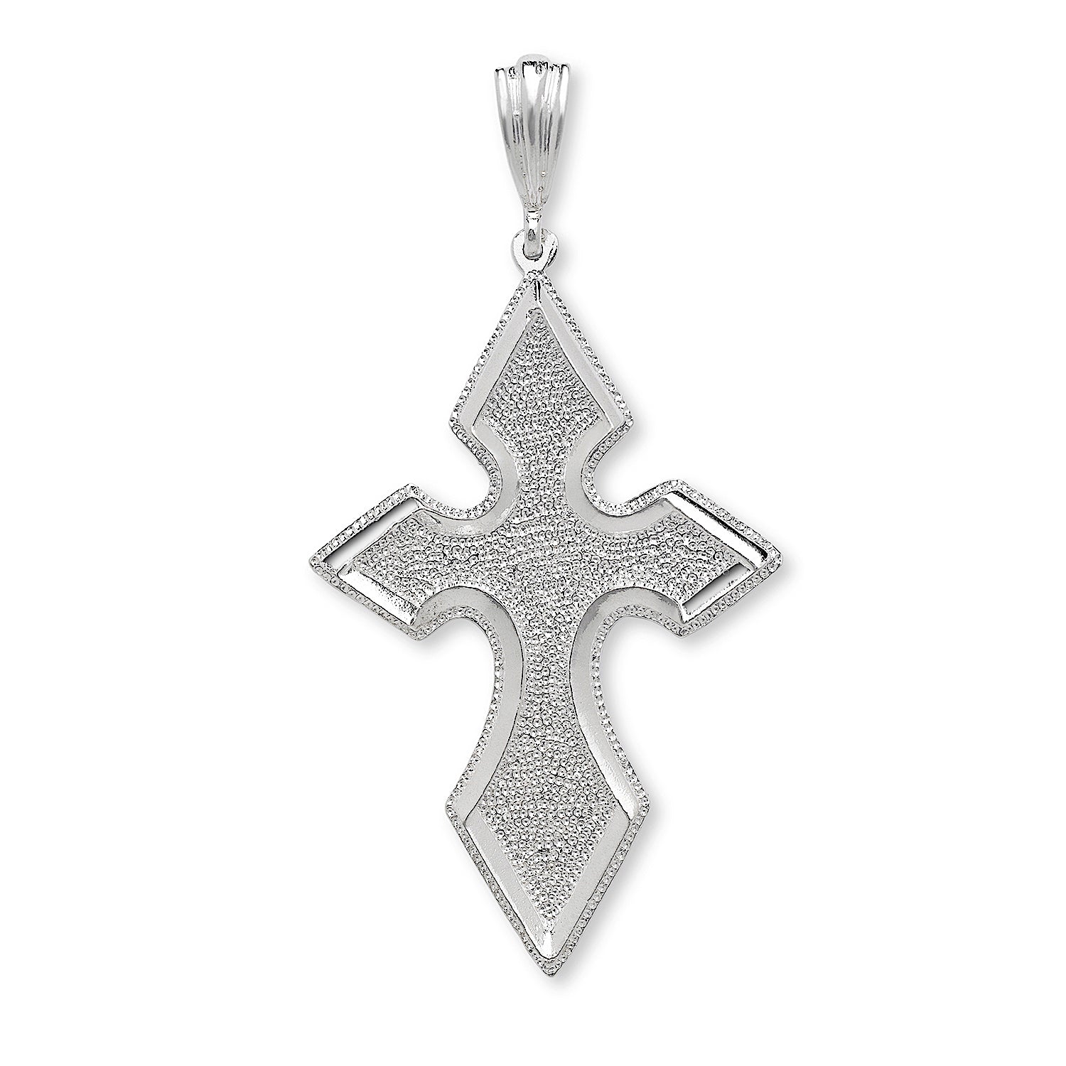 Sterling silver vintage large sleek fashion cross pendant