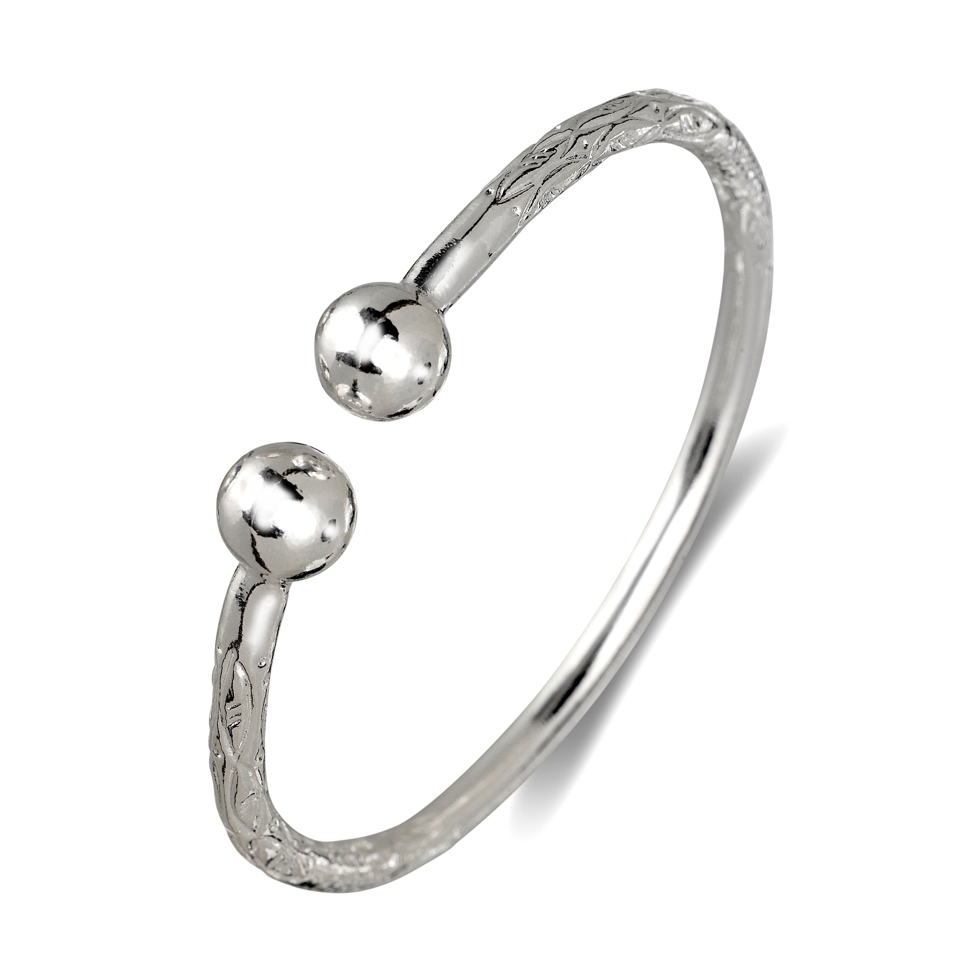 Better Jewelry Cocoa Pods .925 Sterling Silver West Indian Bangle, 1 Piece Sterling Silver / 8 / 3.5mm