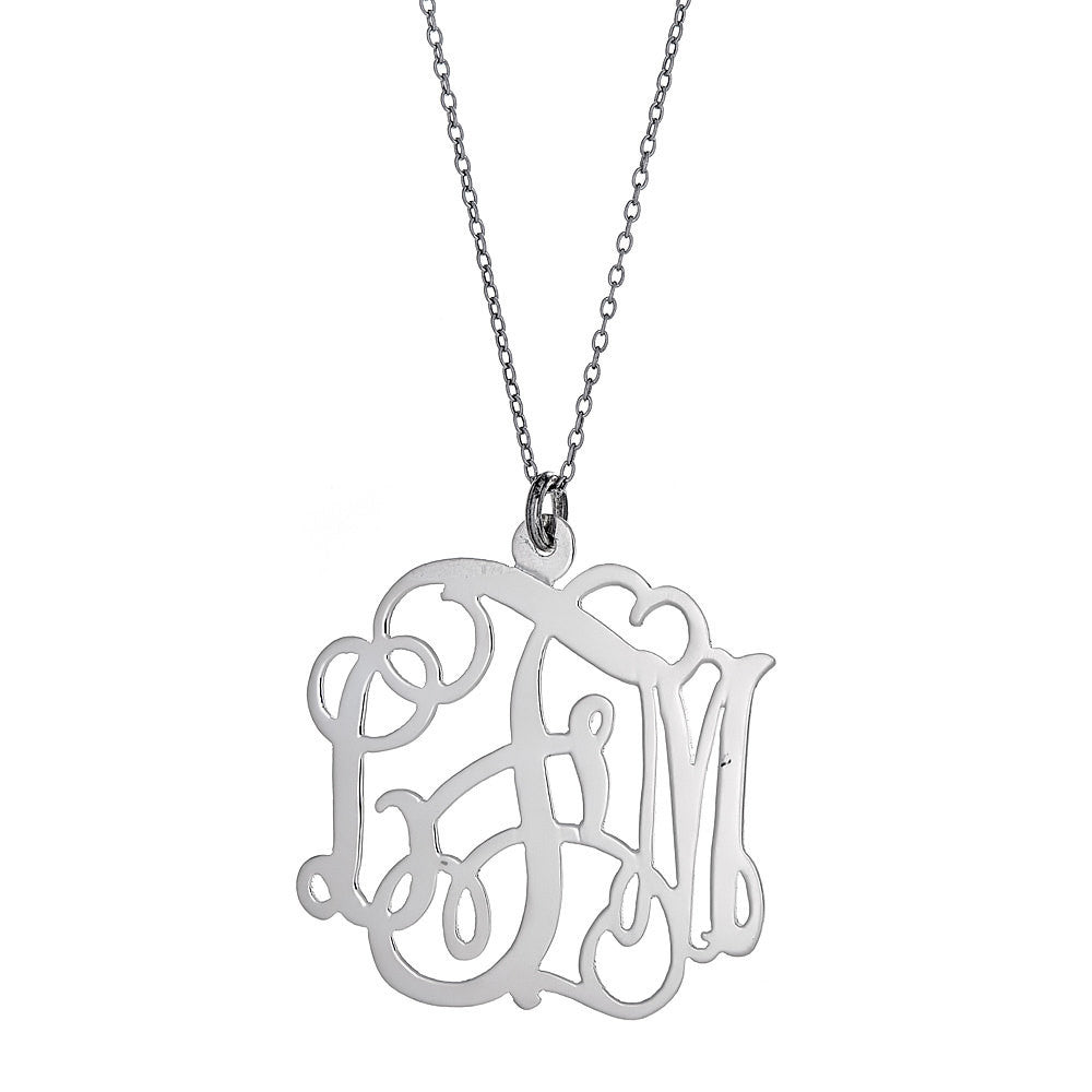 Initial 925 Sterling Silver Charm Necklace Monogram Necklace 