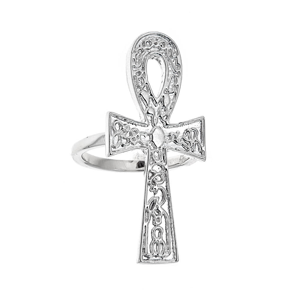 Better Jewelry Etched Ankh Ring .925 Solid Sterling Silver Ring