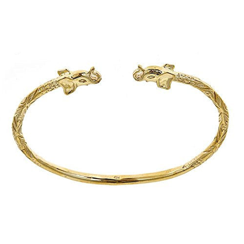 Better Jewelry 10K Yellow Gold West Indian Bangle w. Elephant Ends