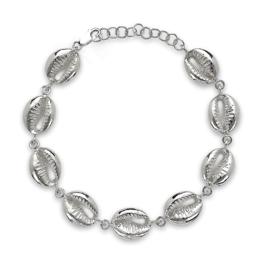 Better Jewelry Cowrie Shell .925 Sterling Silver Link Bracelet