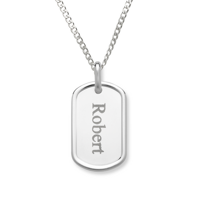 Dog Tag .925 Sterling Silver Customized Pendant Necklace, Medium Size