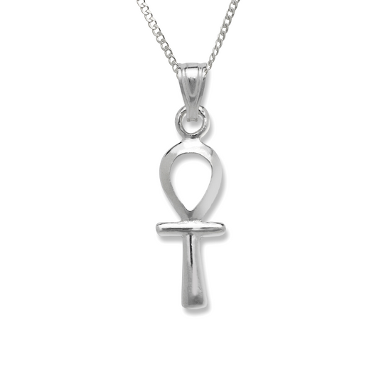 Small Egyptian Ankh Cross .925 Sterling Silver Pendant Necklace