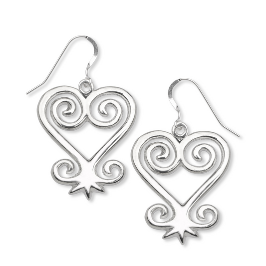 Sankofa Sterling Silver Earrings – 37x40mm, Andinkra Symbol, African Earrings, .925 Silver, 13g