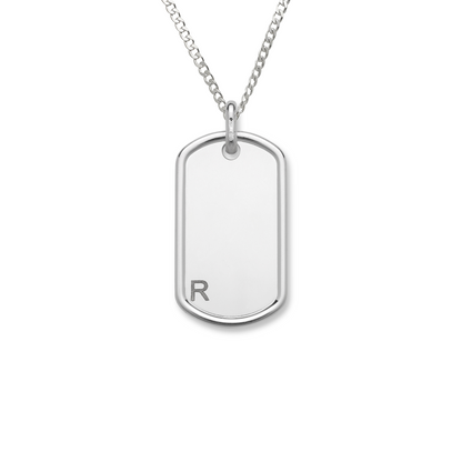 Dog Tag .925 Sterling Silver Customized Pendant Necklace, Small Size