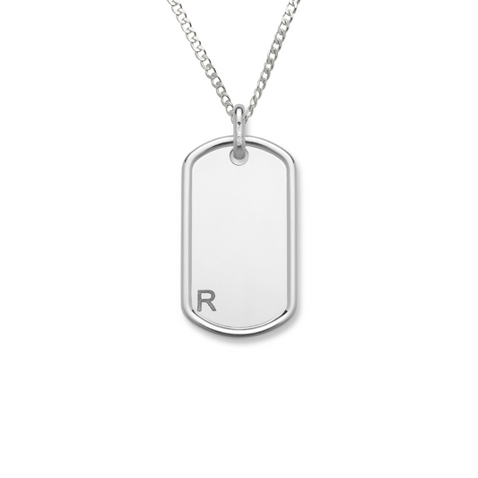 Dog Tag .925 Sterling Silver Customized Pendant Necklace, Small Size