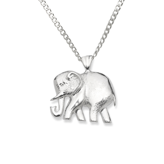 Small Elephant .925 Sterling Silver Pendant Necklace