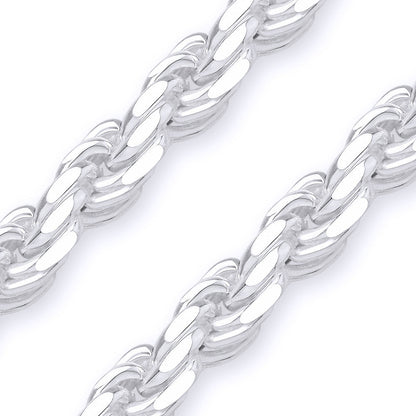 Rope Diamond Cut Chain Necklace – .925 Sterling Silver