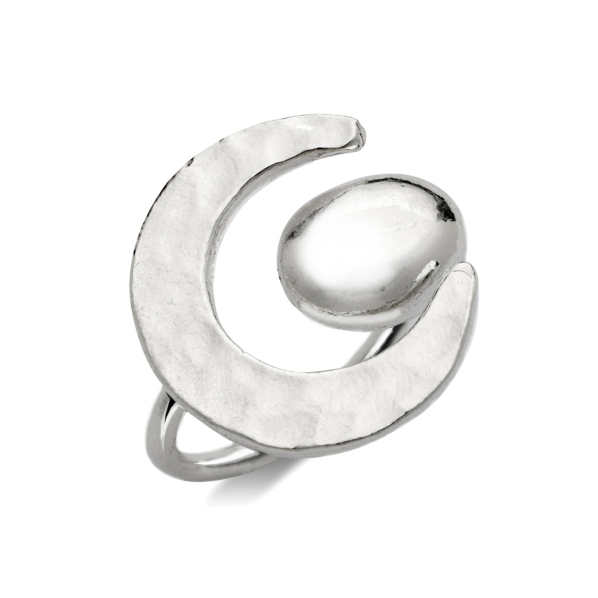 Crescent Moon Open Ring .925 Sterling Silver