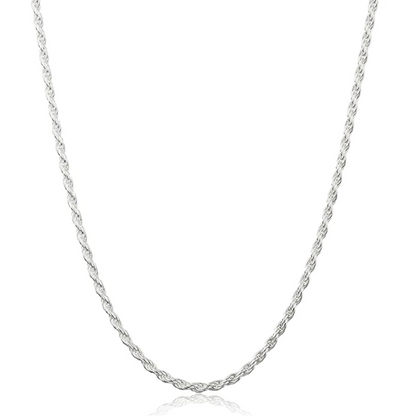 Rope Diamond Cut Chain Necklace – .925 Sterling Silver