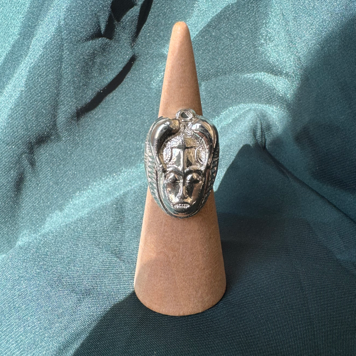 African Mask .925 Sterling Silver Statement Ring