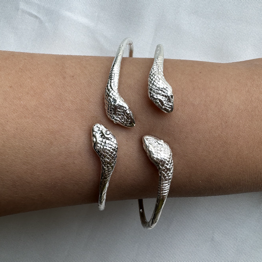 Better Jewelry Snake Ends .925 Sterling Silver West Indian Bangles, 28.5 grams, 1 pair