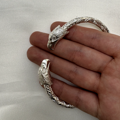 Better Jewelry, .925 Sterling Silver Eagle Head Bangle Handmade Vintage Cuff Bracelet, 1 piece