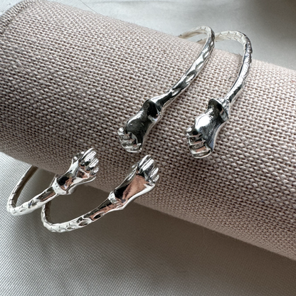 Better Jewelry Solid .925 Sterling Silver Small Fist Bangles; 15 grams (Made in USA), 1 pair