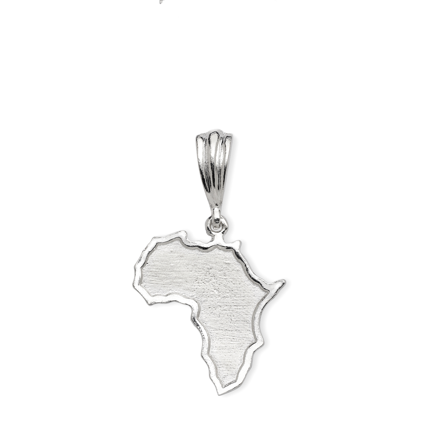 Large African Map .925 Sterling Silver Pendant Necklace