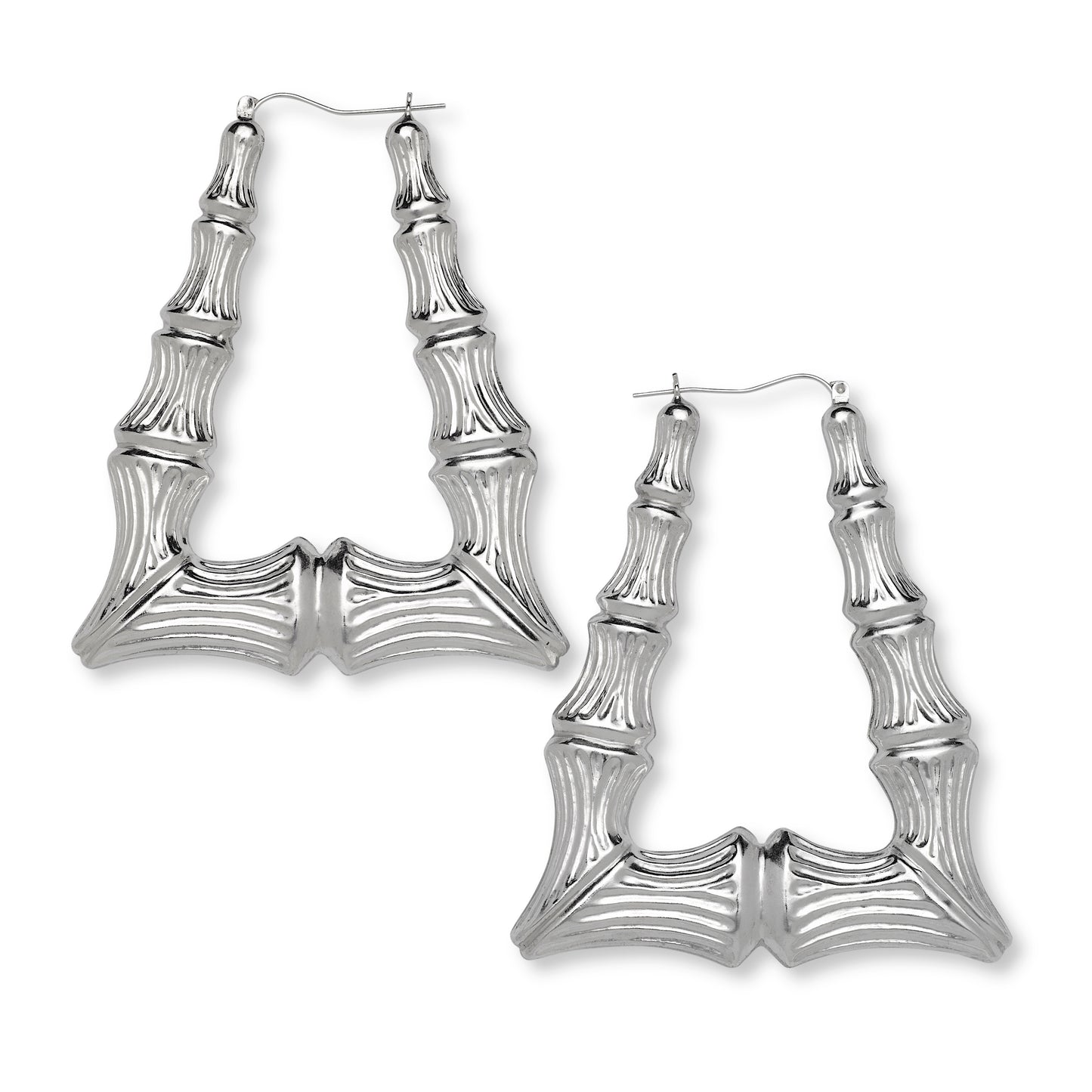 Better Jewelry, Bamboo Hoops .925 Sterling Silver Triangle Door Knocker Bamboo Earrings Hoops