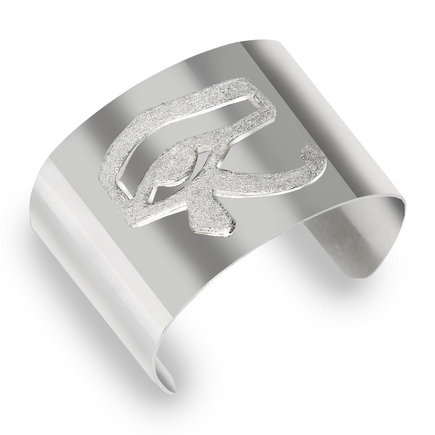 Eye of Ra Solid .925 Sterling Silver Adjustable Wide Cuff Bracelet