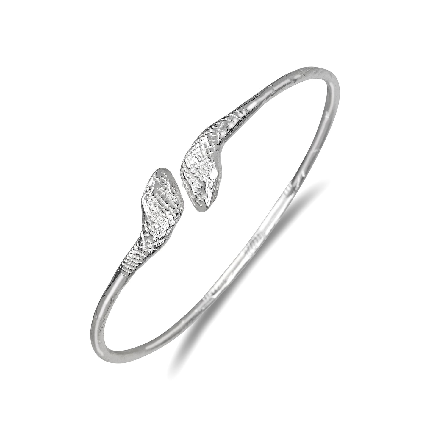 Snake Ends .925 Sterling Silver West Indian Bangle, 1 piece