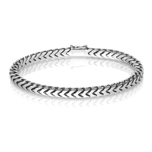 Franco Square Box Link Chain Bracelet, Rhodium Plated .925 Sterling Silver