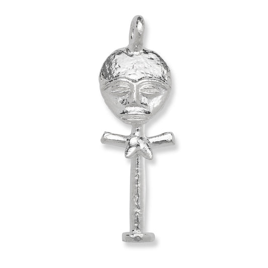 Ashanti Doll Pendant,  African Fertility Doll, Solid .925 Sterling Silver Pendant, Handmade in the USA
