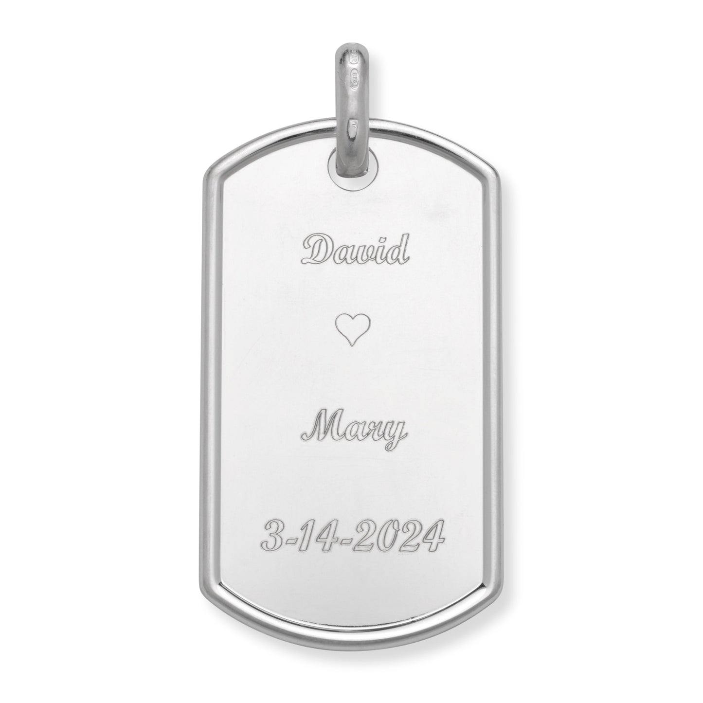 Dog Tag .925 Sterling Silver Customized Pendant Necklace, Large size