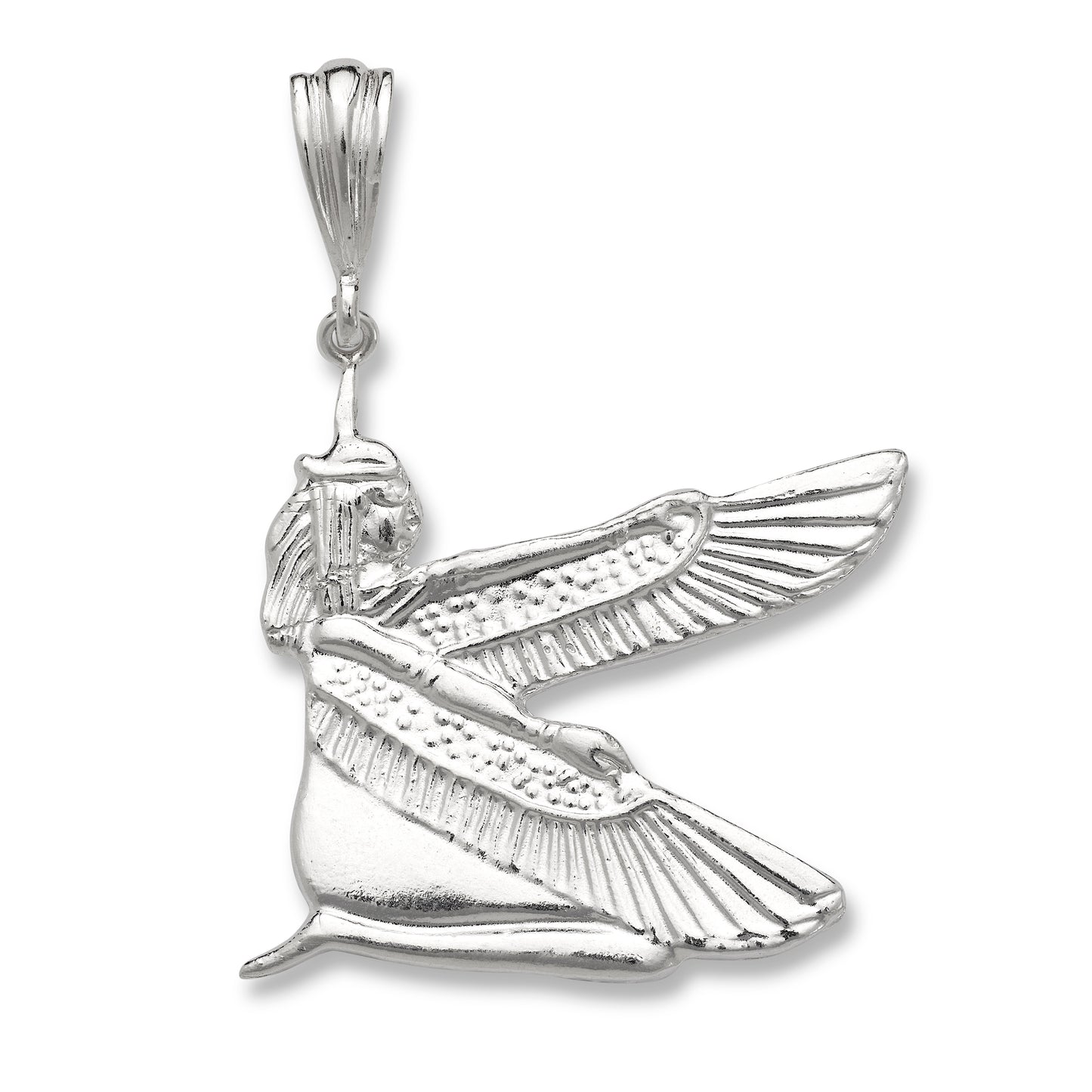 Egyptian Goddess Isis with Wings .925 Sterling Silver Pendant Necklace