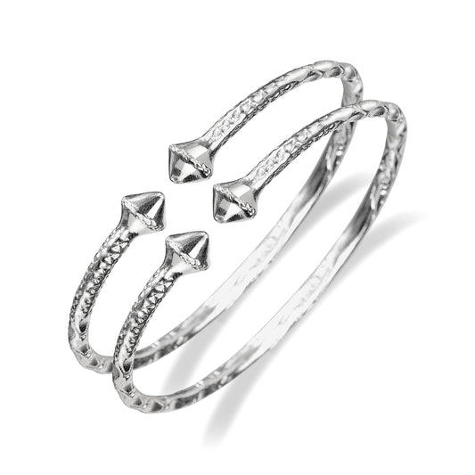 Twisted Cone .925 Sterling Silver West Indian Bangles, 1 pair