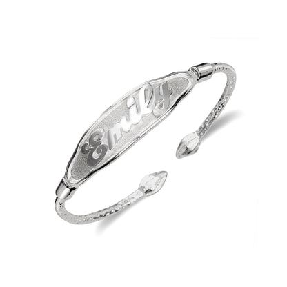 NAME PLATE Baby Bangle, Oval Shape .925 Sterling Silver