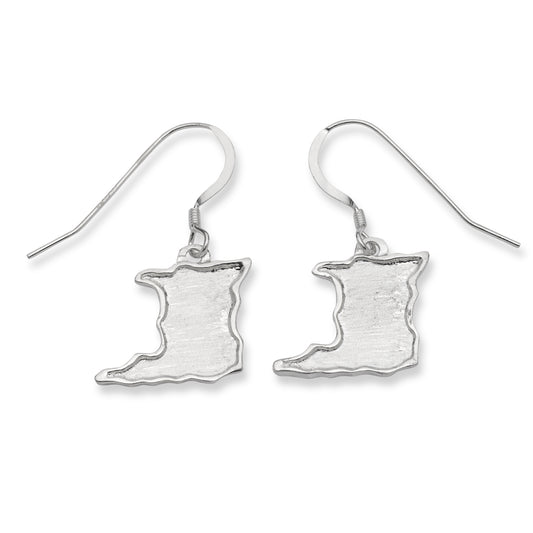 Small Trinidad Map 925 Sterling Silver Earrings