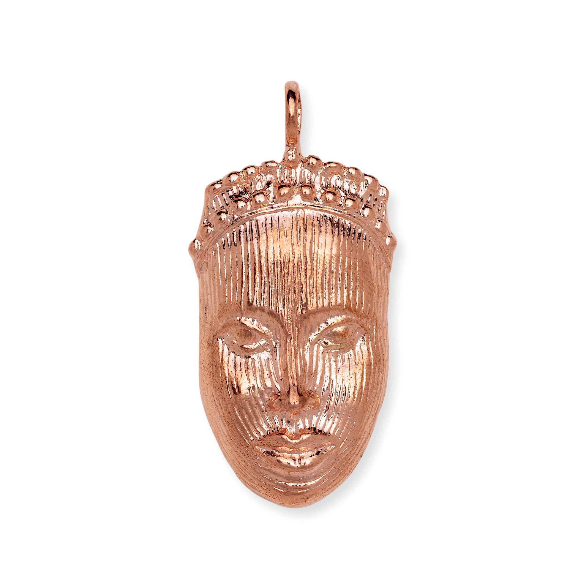 Carved African Mask Real Pure Copper Pendant