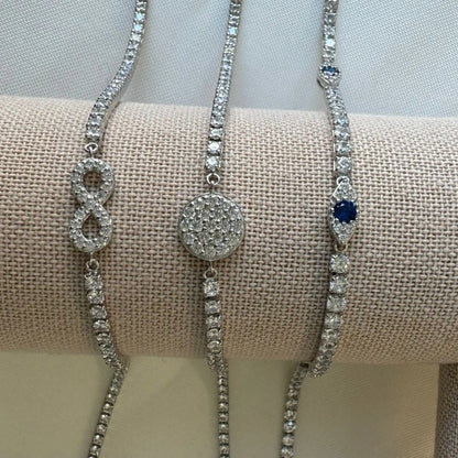 .925 Sterling Silver Anklet with CZ Stones