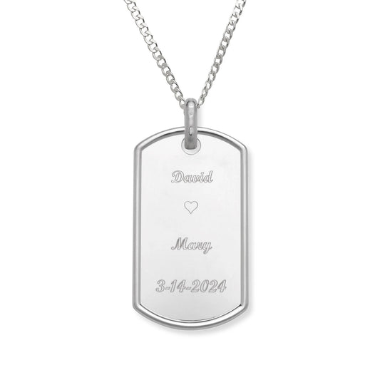 Dog Tag .925 Sterling Silver Customized Pendant Necklace, Large size