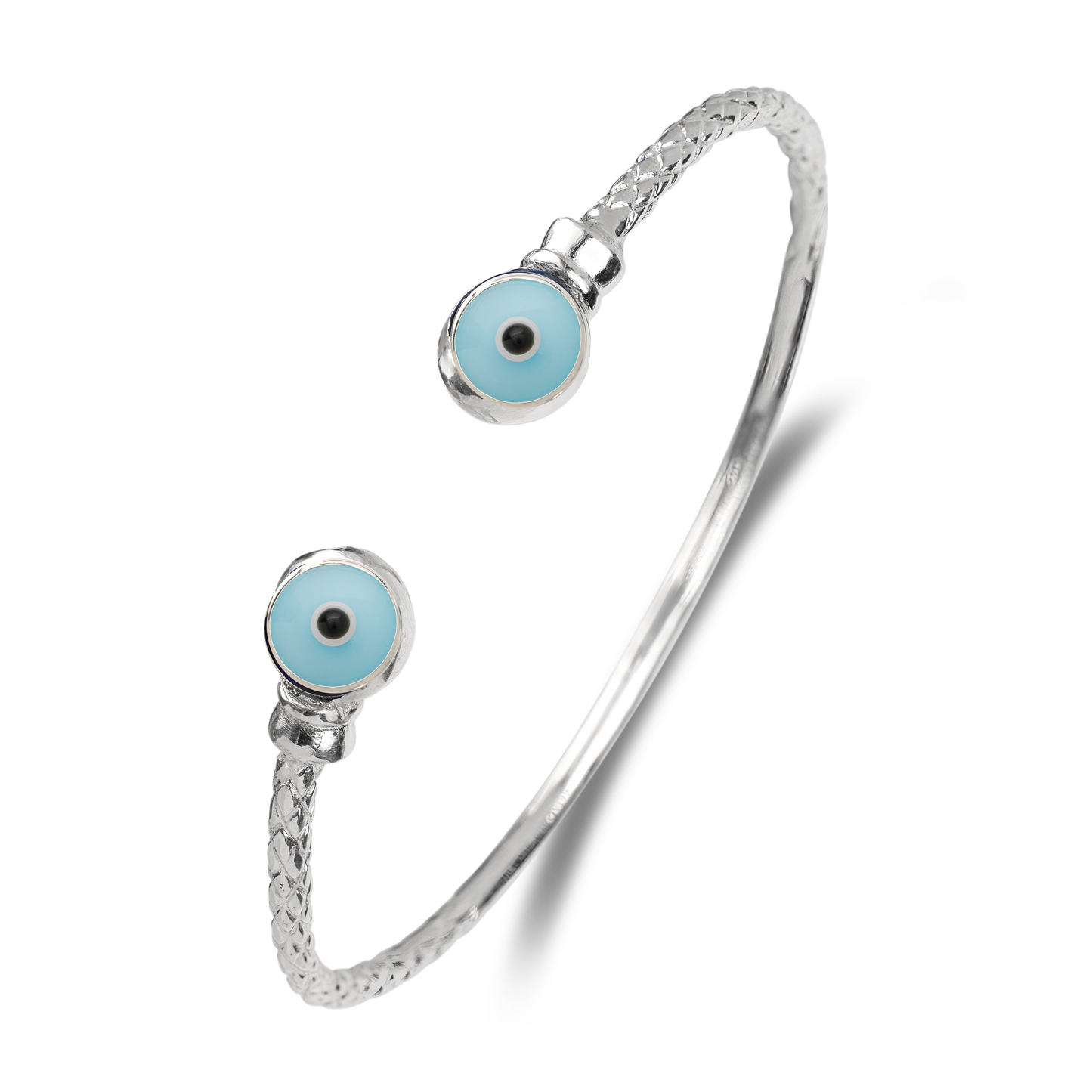 Better Jewelry Evil Eye .925 Sterling Silver West Indian Bangle, 1 piece