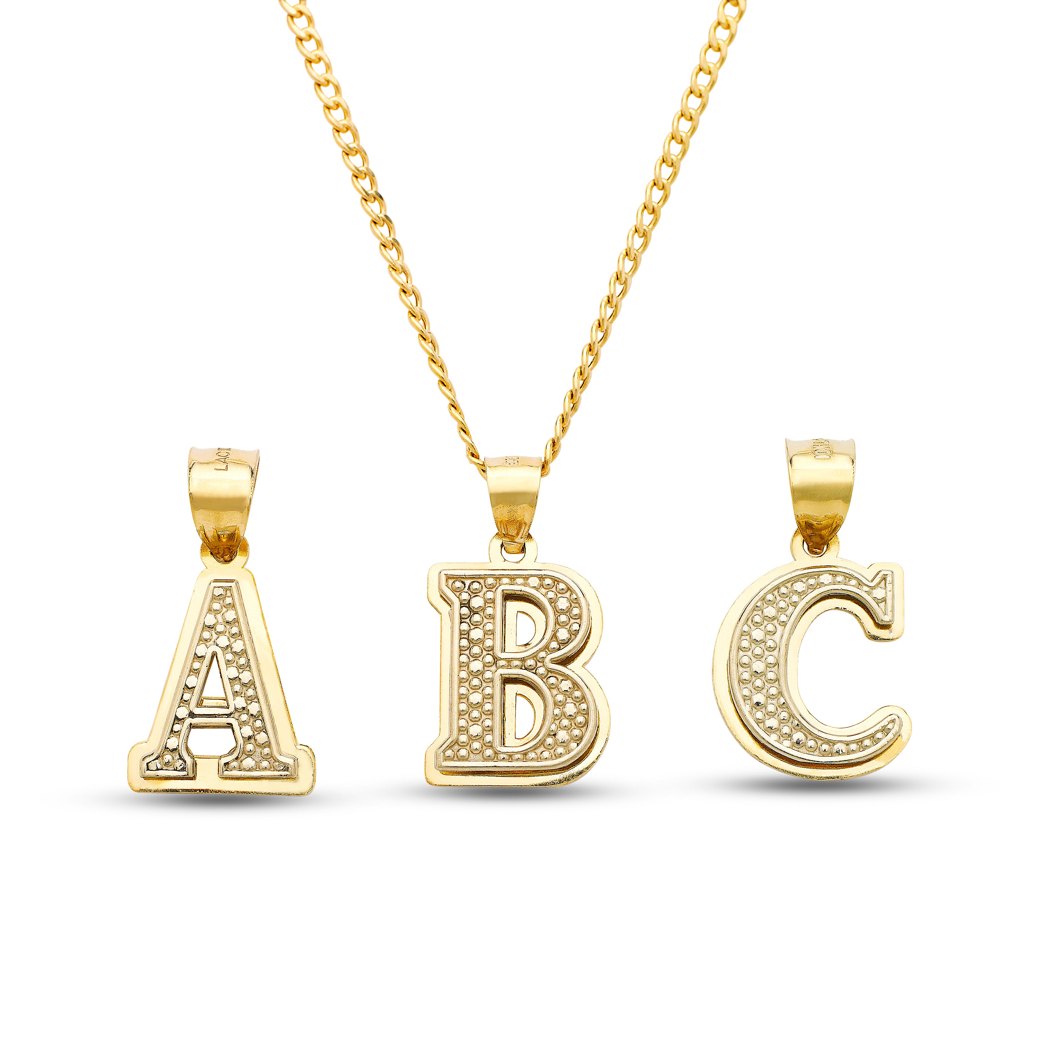 14K YELLOW GOLD FLOATING BLOCK INITIAL NECKLACE | Patty Q's Jewelry Inc