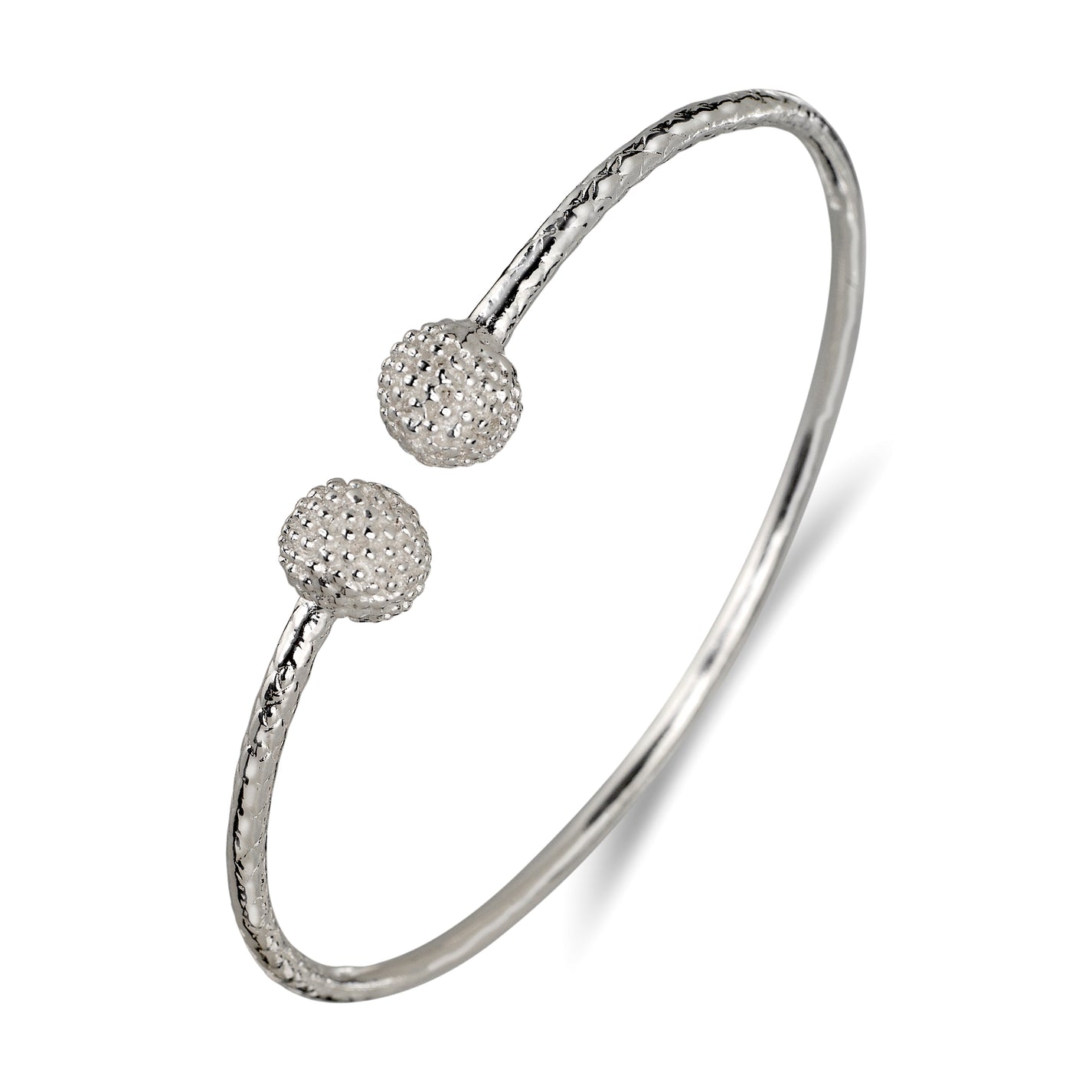 Better Jewelry Textured Ball .925 Sterling Silver West Indian Bangles ...