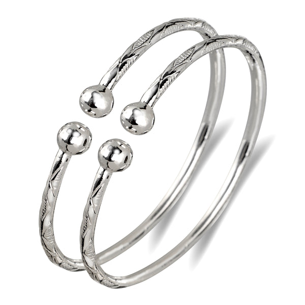 Better Jewelry Ball .925 Sterling Silver West Indian Bangles, 1 pair ...
