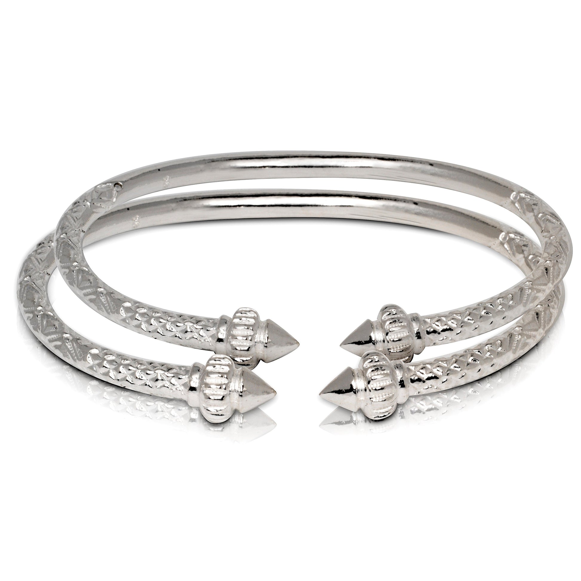 Better Jewelry Solid .925 Sterling Silver Taj Mahal Bangles, 1 pair ...